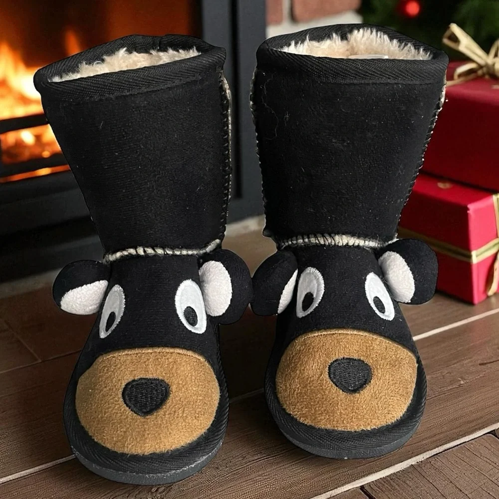 Lazy One Kid's Bear Slipper Boots - Toasty Toez - Fleece Lined - XXS (kids 4-5)